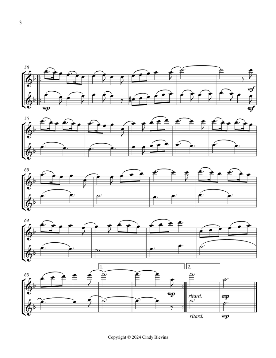 Gesu Bambino, for Flute Duet Flute Duet scores gallery preview page 4