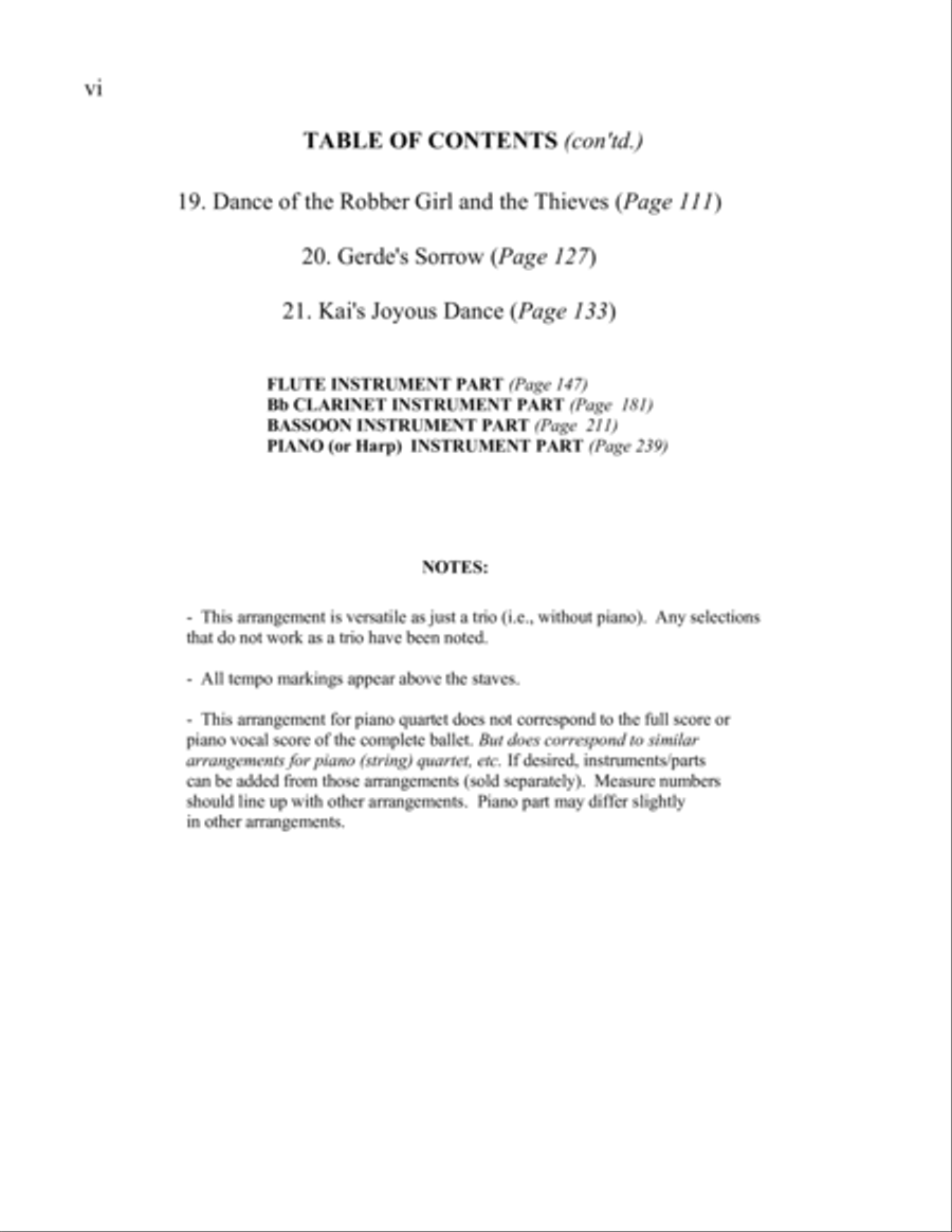 Selections from the Snow Queen Ballet for Piano Quartet or Woodwind Trio Bassoon scores gallery preview page 6