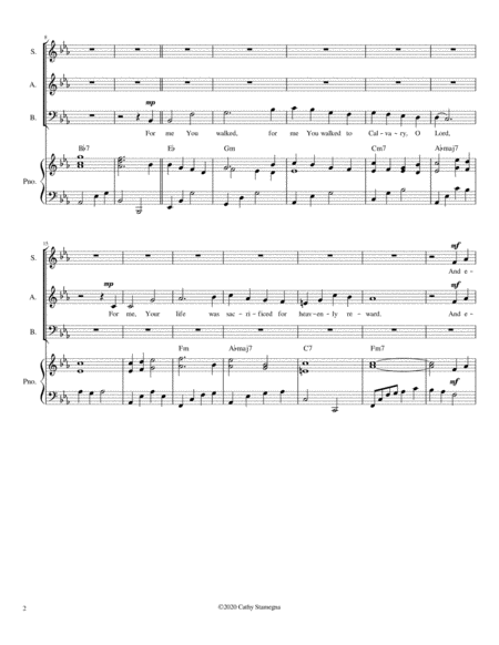 For Me You Walked To Calvary (SAB Choir, Chords, Piano Accompaniment) image number null
