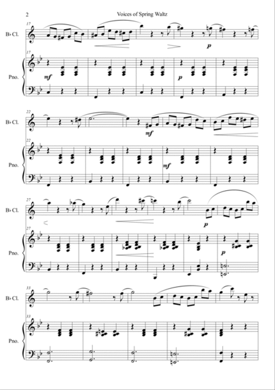 Voice of Spring Waltz Clarinet Solo scores gallery preview page 2