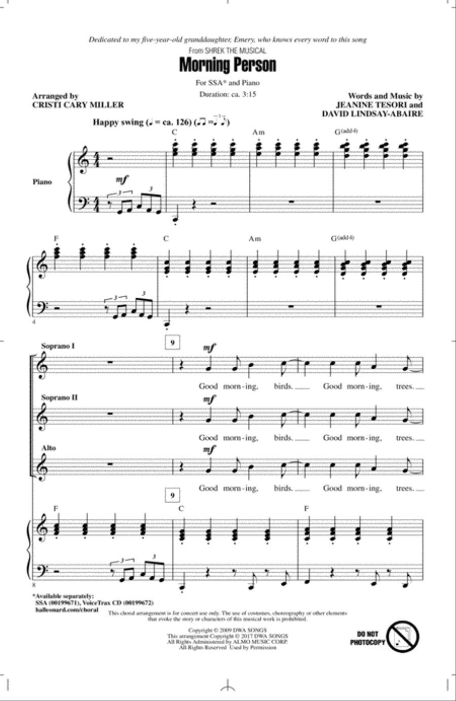 Morning Person Morning Person SSA scores gallery preview page 1