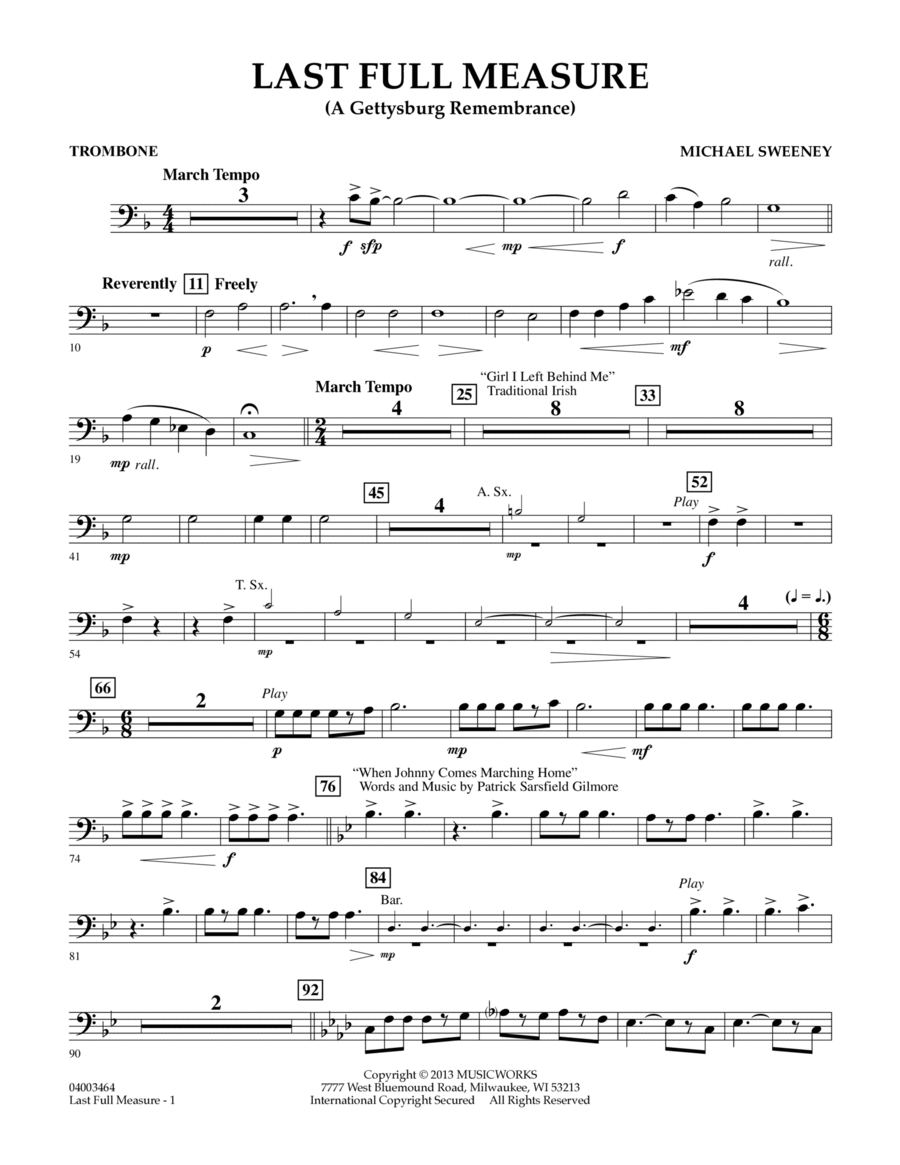 Last Full Measure (A Gettysburg Remembrance) - Trombone