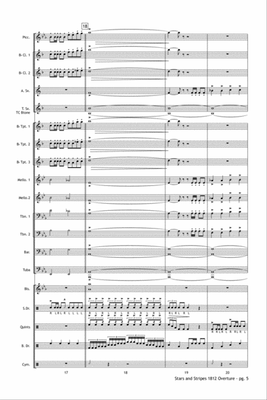 Stars and Stripes 1812 Overture Marching Band scores gallery preview page 6