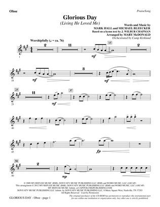 Glorious Day (Living He Loved Me) (arr. Mary McDonald) - Oboe