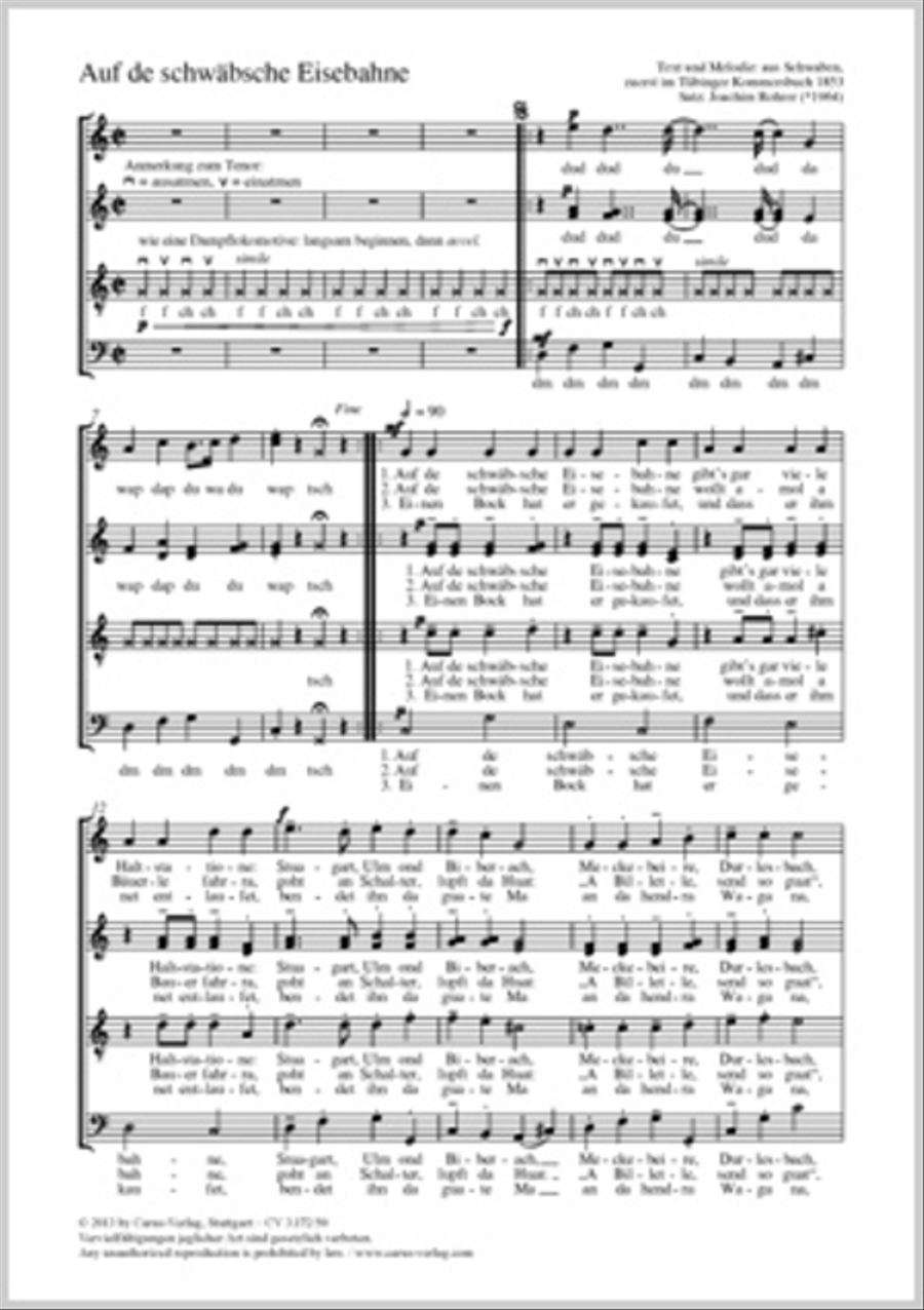 Auf de schwabsche Eisebahne Choir scores gallery preview page 1