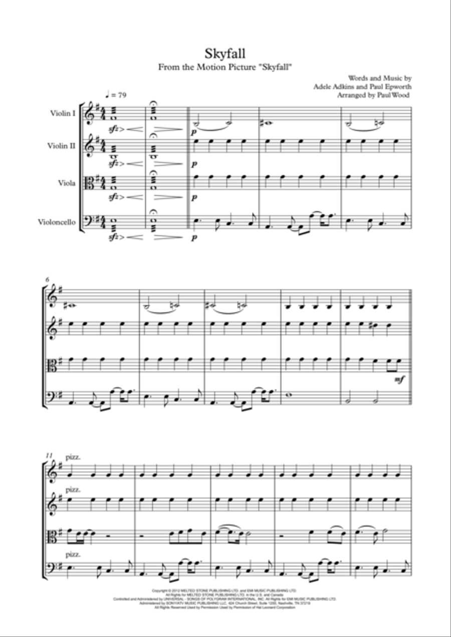 Skyfall String Quartet scores gallery preview page 1
