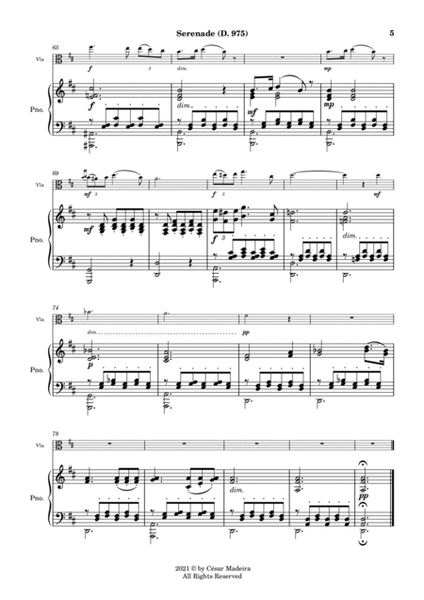 Serenade (D.975) by Schubert - Viola and Piano (Full Score and Parts) image number null