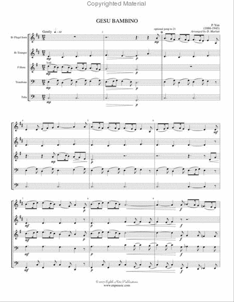Gesu Bambino Gesu Bambino Brass Quintet scores gallery preview page 2