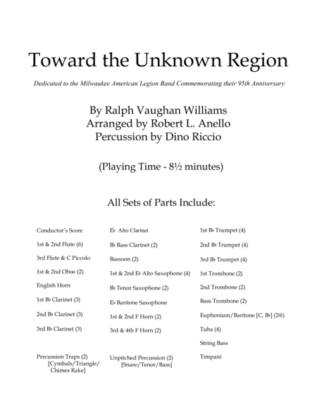 Toward the Unknown Region - Conductor's Score: Letter, A4 Size image number null