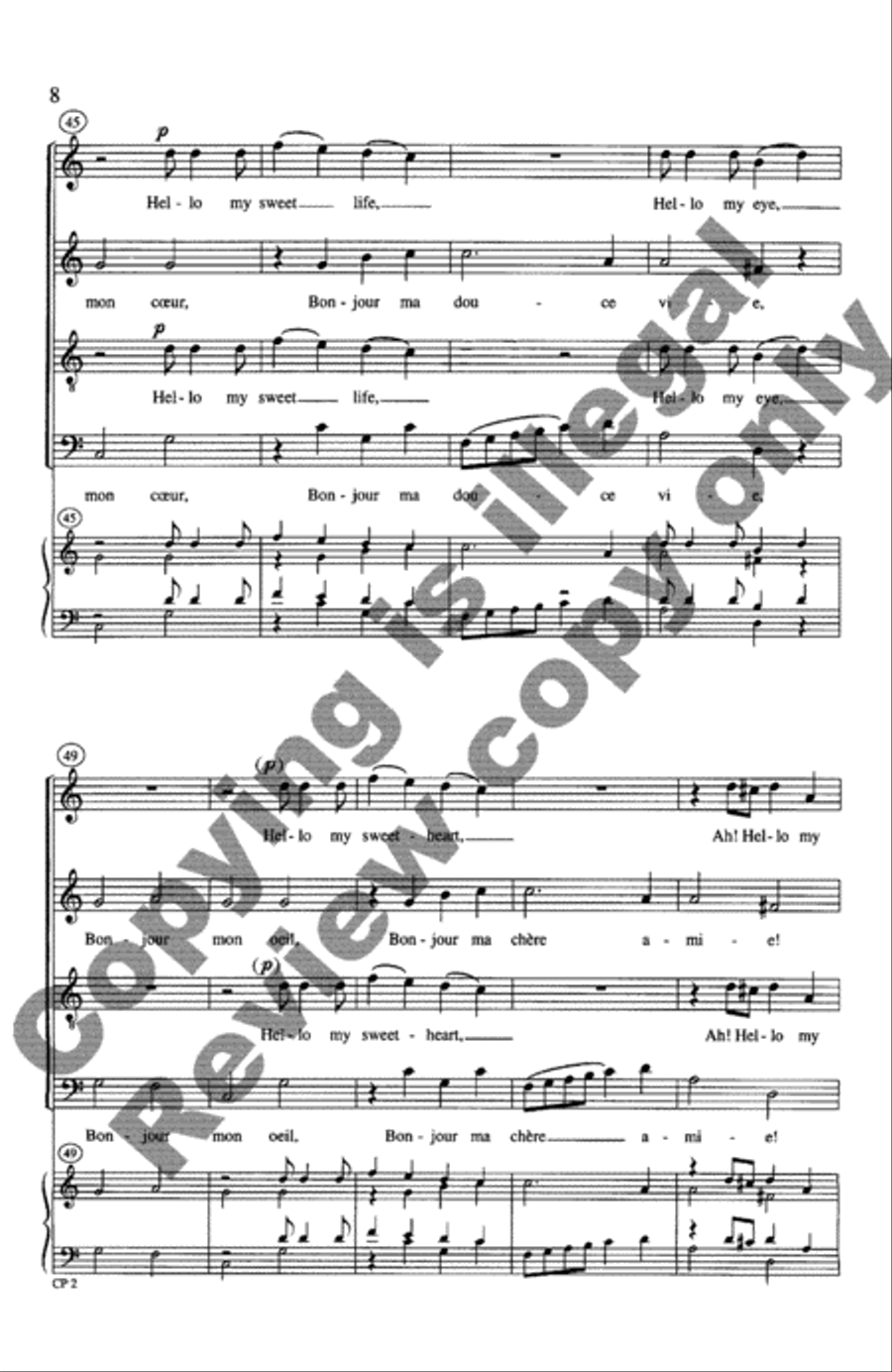 Bon Jour, Mon Coeur 4-Part scores gallery preview page 23