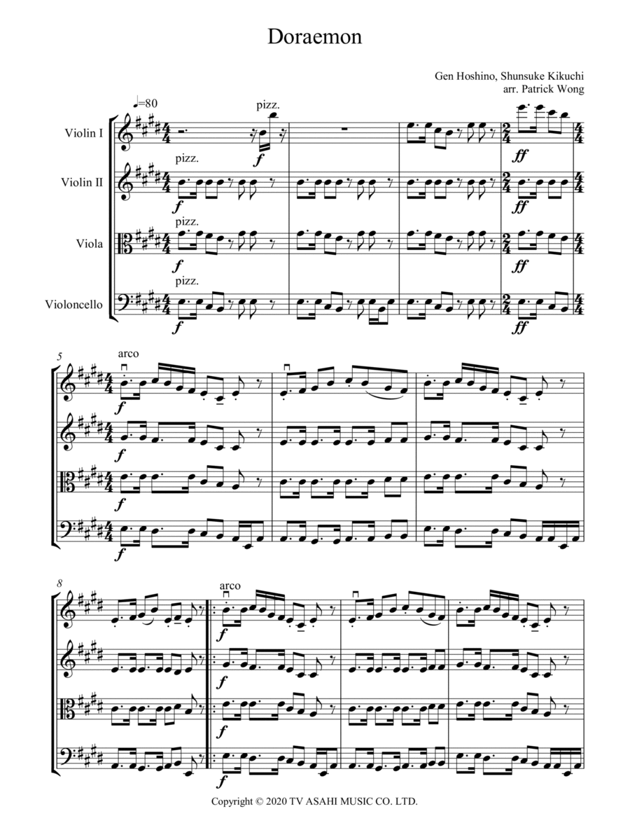 Doraemon String Quartet scores gallery preview page 1