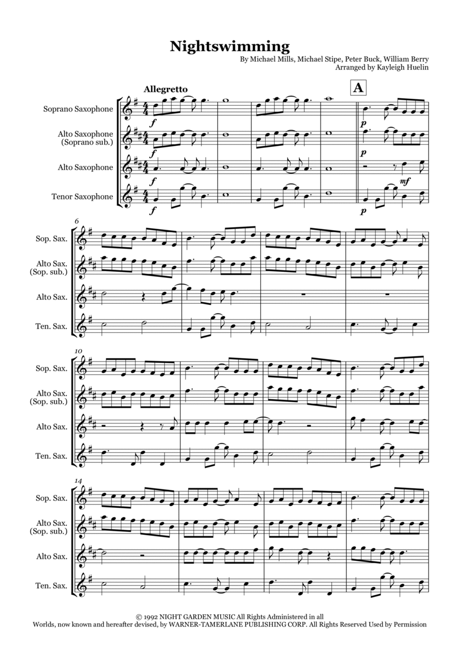 Nightswimming Woodwind Trio scores gallery preview page 1