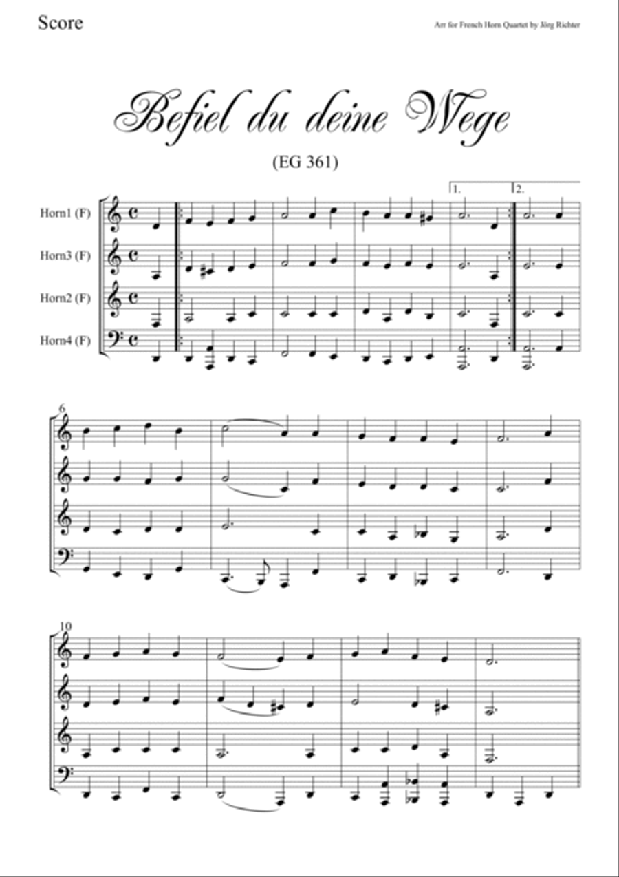 Befiel du deine Wege (EG 361) for French Horn Quartet Brass Quartet scores gallery preview page 2