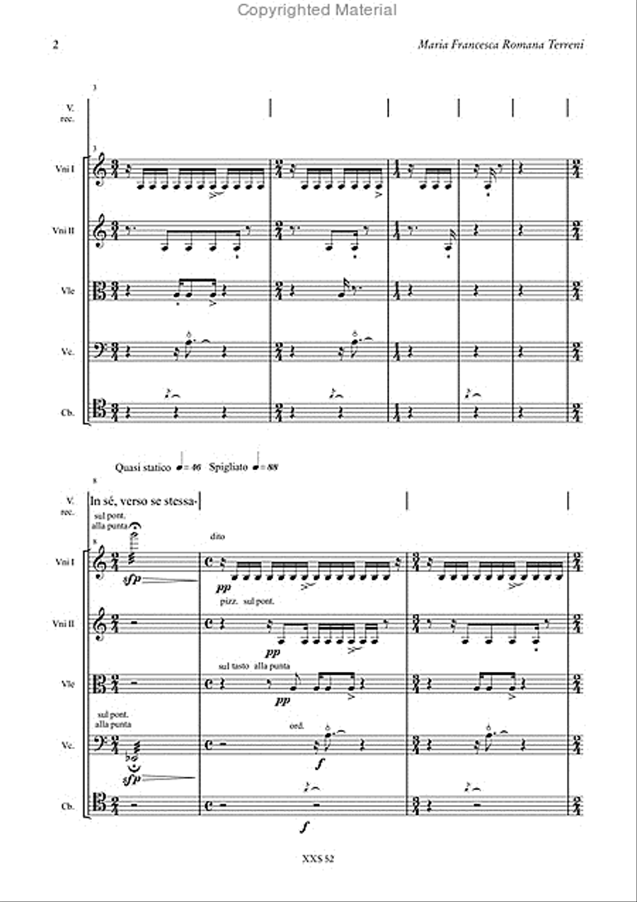 In altri mutevoli orizzonti Op. 82 for Speaking Voice and String Orchestra (2001). Text by Mario Luzi String Orchestra scores gallery preview page 3