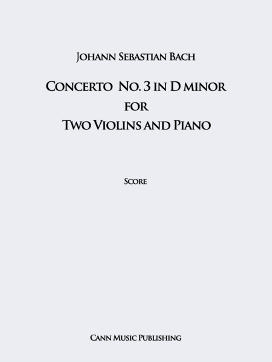 Johann Sebastian Bach: Concerto for Two Violins and Piano, in D minor Violin scores gallery preview page 1