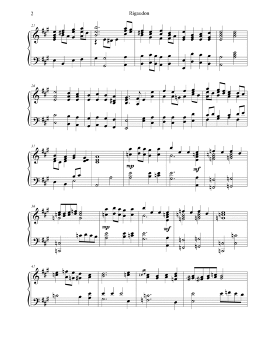 Rigaudon (Andre Campra) for piano solo Piano Solo scores gallery preview page 2
