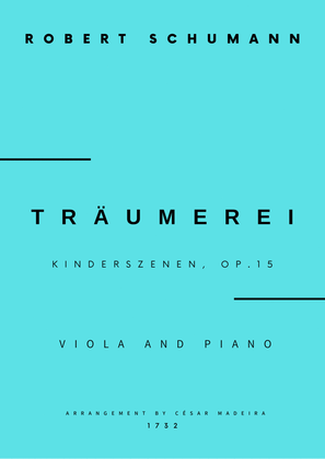 Book cover for Traumerei by Schumann - Viola and Piano (Full Score and Parts)