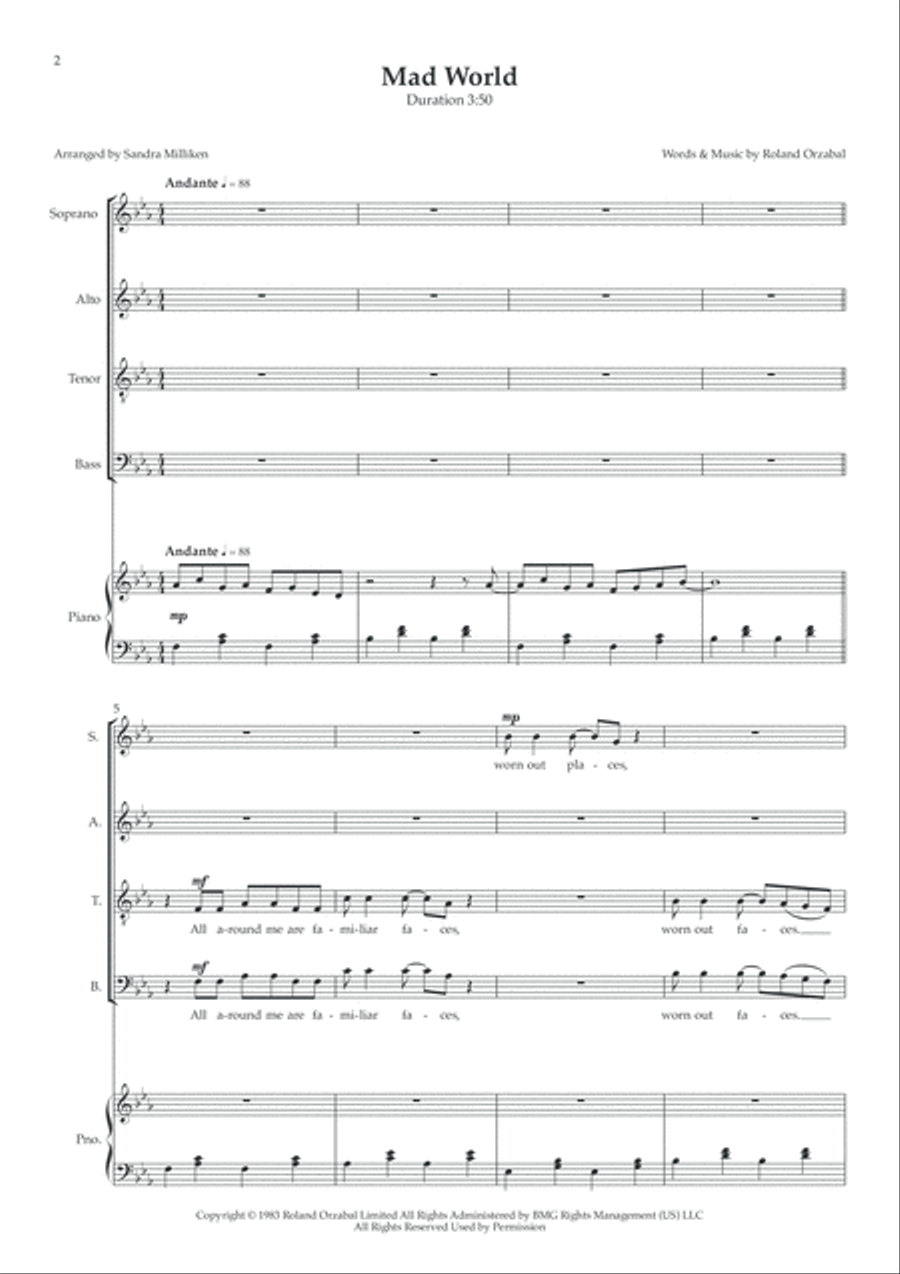 Mad World 4-Part scores gallery preview page 2