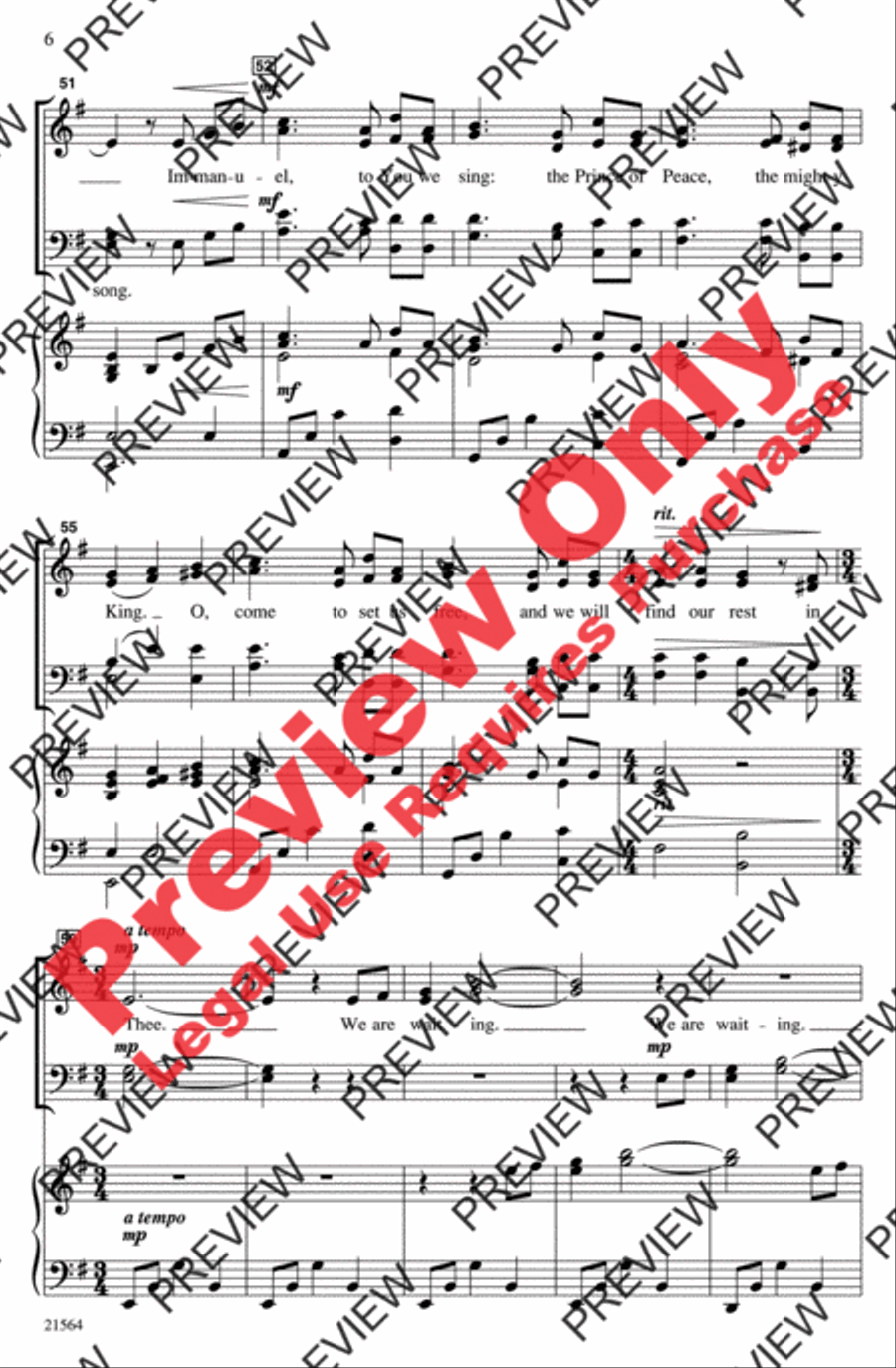 Waiting 4-Part scores gallery preview page 6