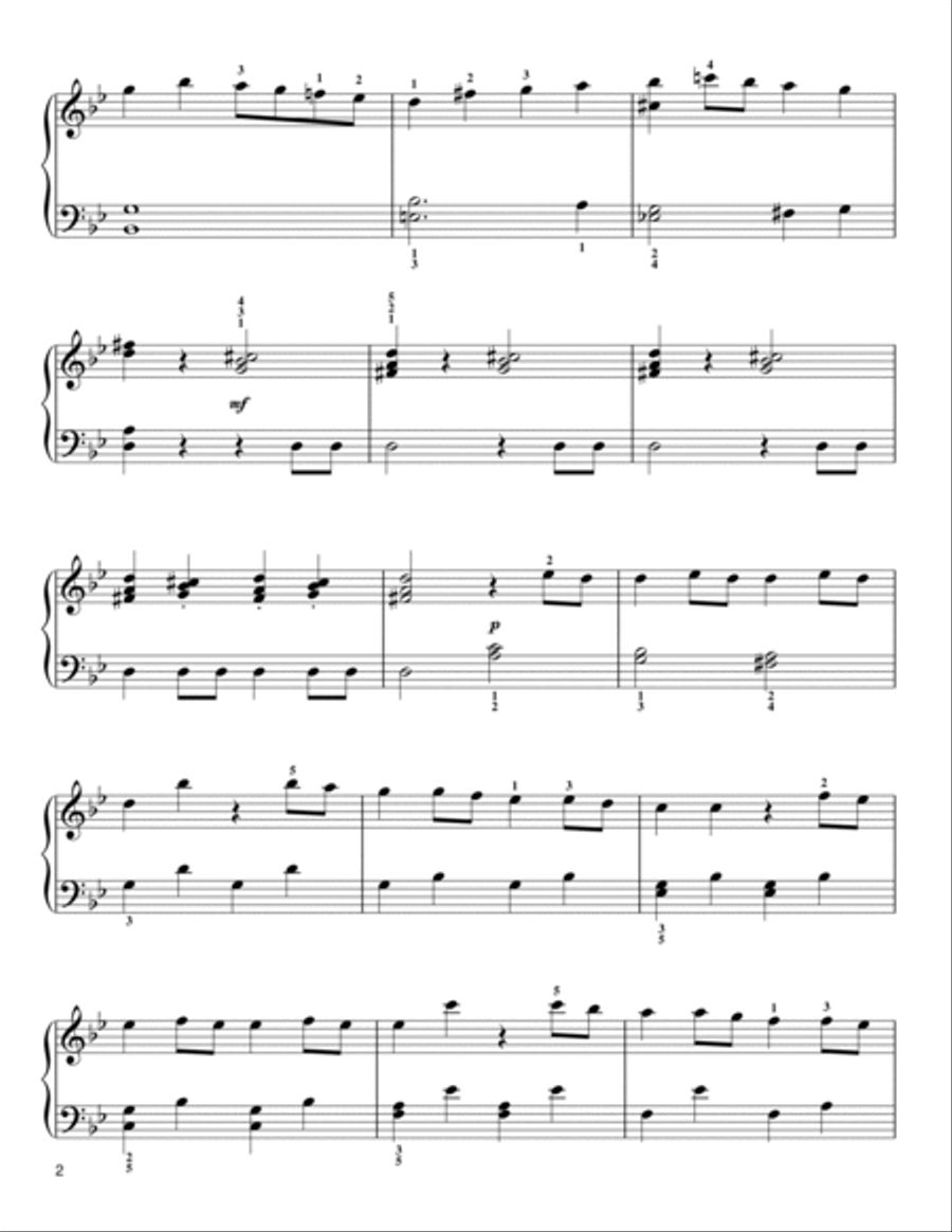 Symphony No. 40 in G Minor, First Movement Excerpt Easy Piano scores gallery preview page 2