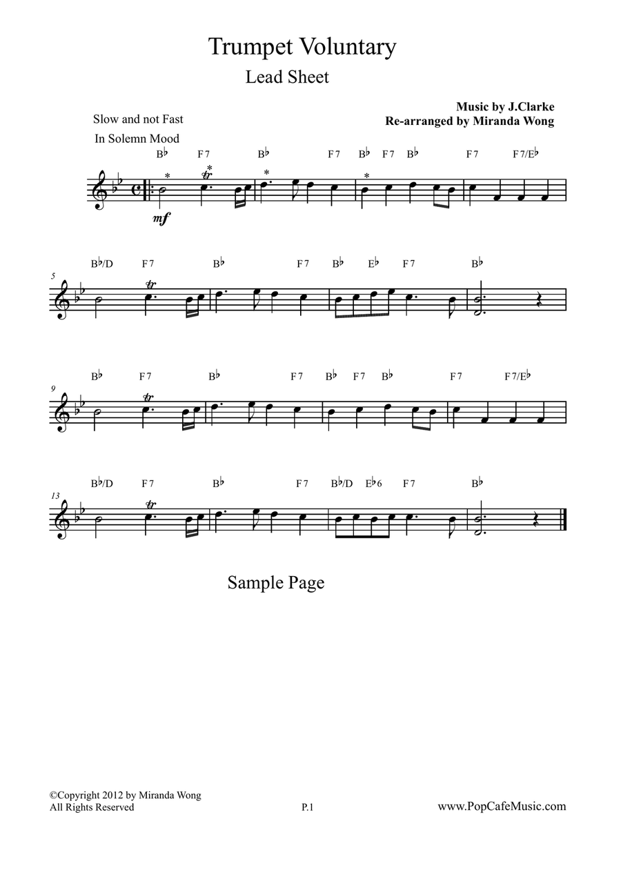 Trumpet Voluntary / The Prince of Denmark's March (Lead) Trumpet Voluntary / The Prince of Denmark's March (Lead) 4-Part scores gallery preview page 1