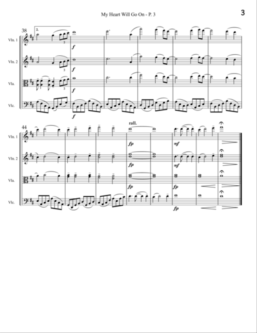 My Heart Will Go On (Love Theme from Titanic) String Quartet scores gallery preview page 4