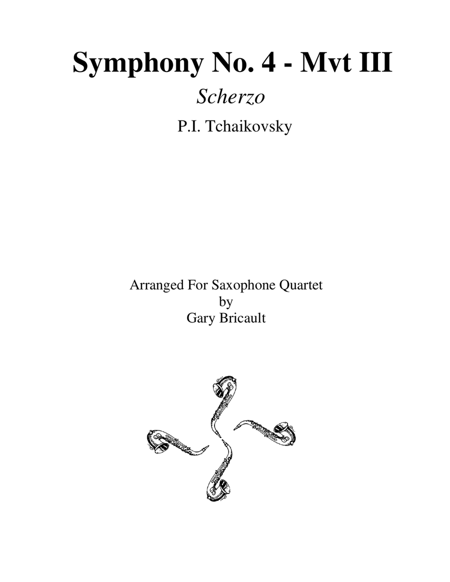 Scherzo (Mvt III) from Symphony No. 4 Saxophone Quartet scores gallery preview page 1