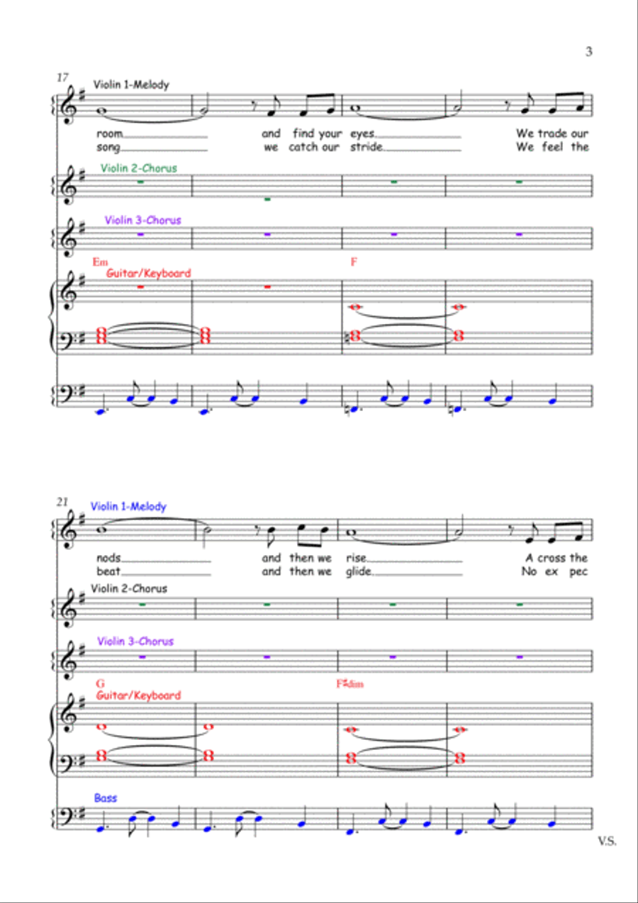 Cabeceo - Music score for tango ensemble (violin, guitar/keyboards, bass) Full Orchestra scores gallery preview page 4