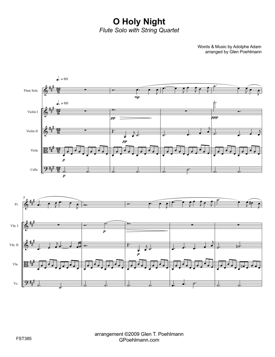 O HOLY NIGHT - FLUTE SOLO with STRING QUARTET accompaniment image number null