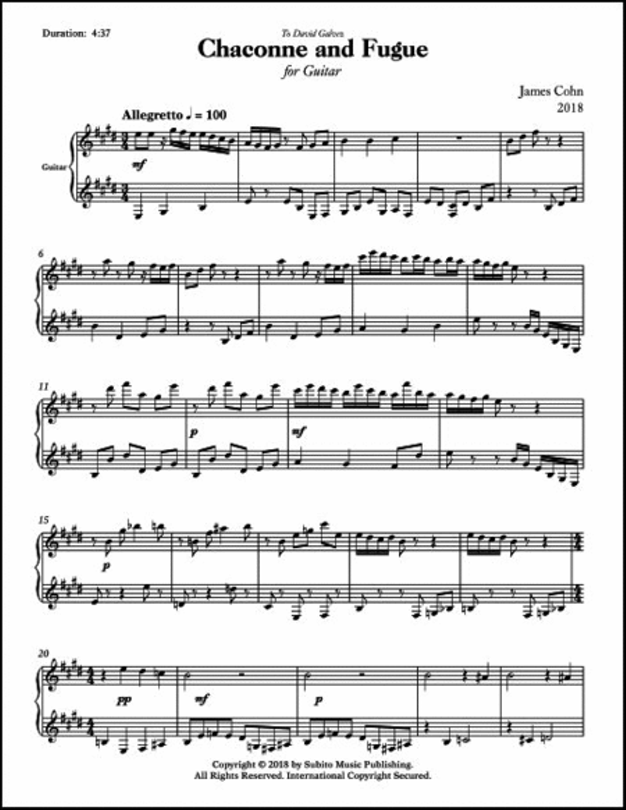 Chaconne and Fugue Classical Guitar scores gallery preview page 3