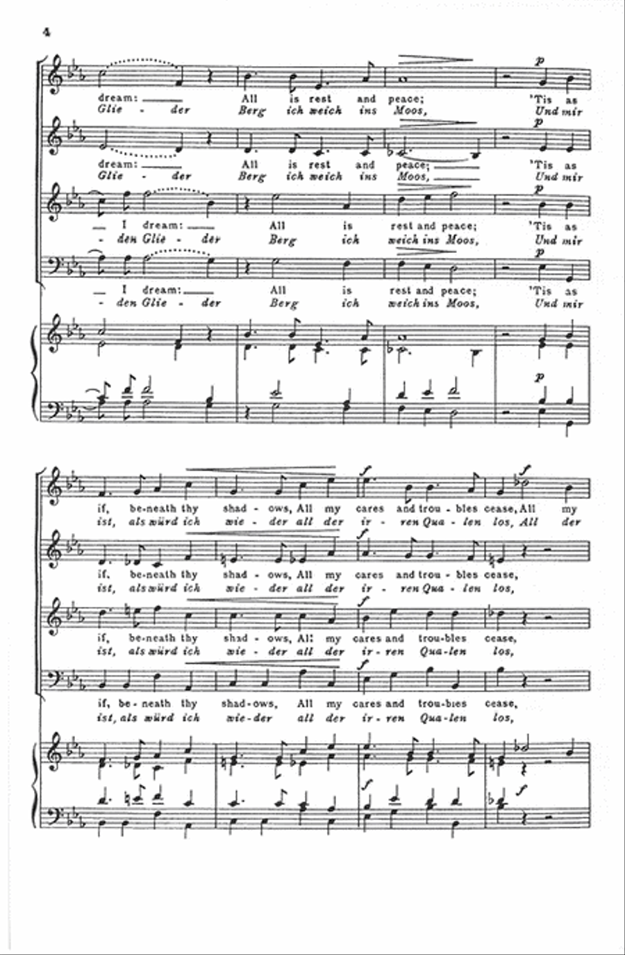 Forest Cool, Thou Forest Quiet (Waldesnacht, du Wunderkühle) 4-Part scores gallery preview page 4