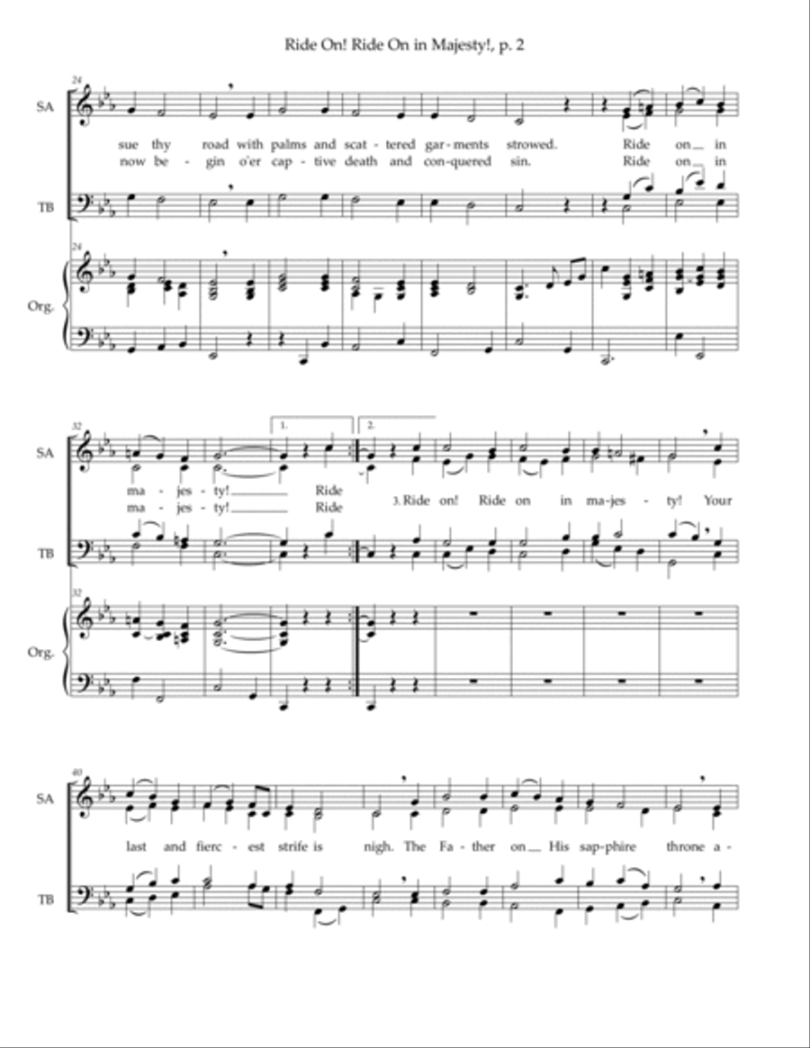 Ride On! Ride On in Majesty! — SATB voices, organ 4-Part scores gallery preview page 3