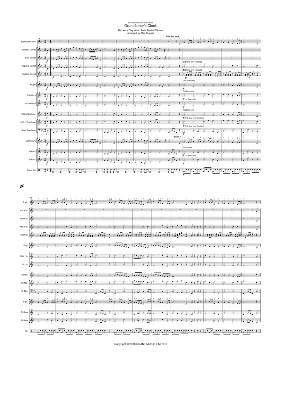 Grandfather's Clock Grandfather's Clock Brass Band scores gallery preview page 1