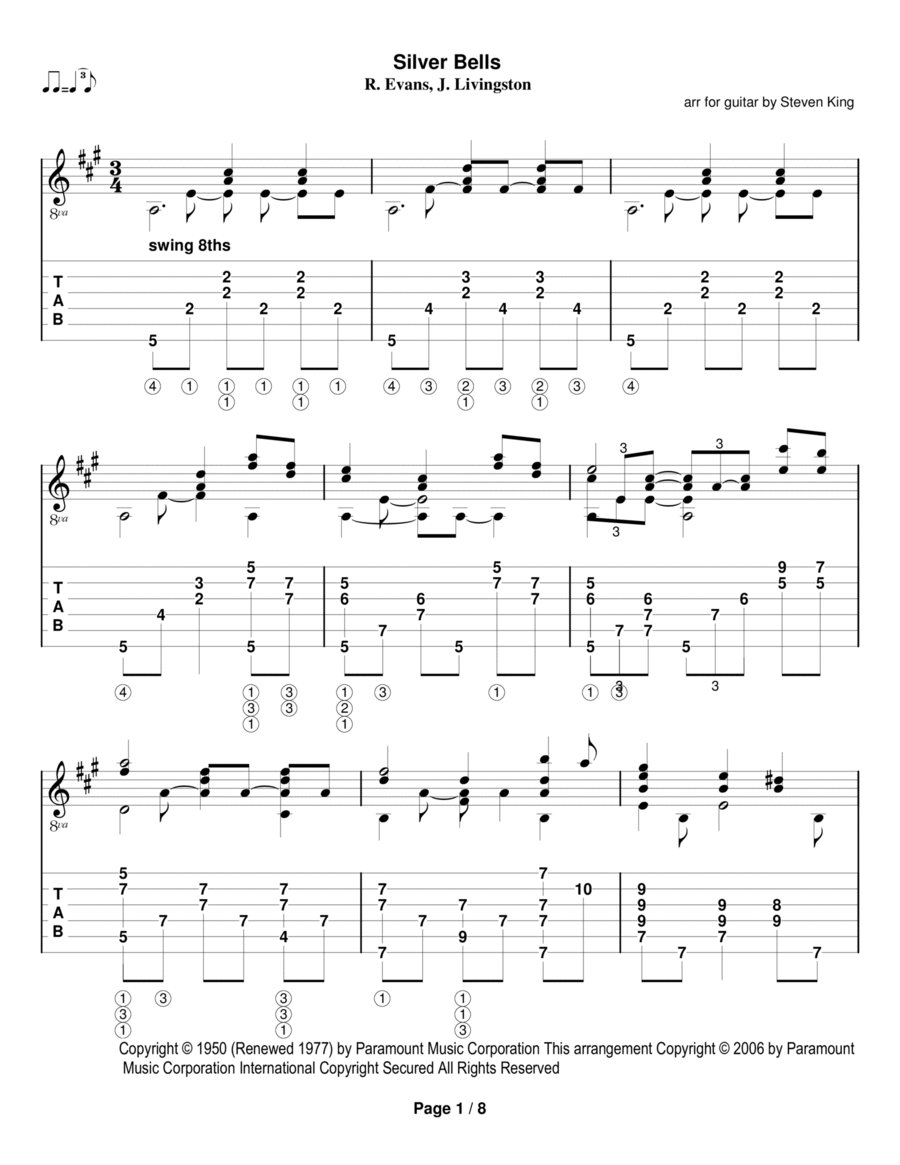 Silver Bells Guitar Solo scores gallery preview page 1