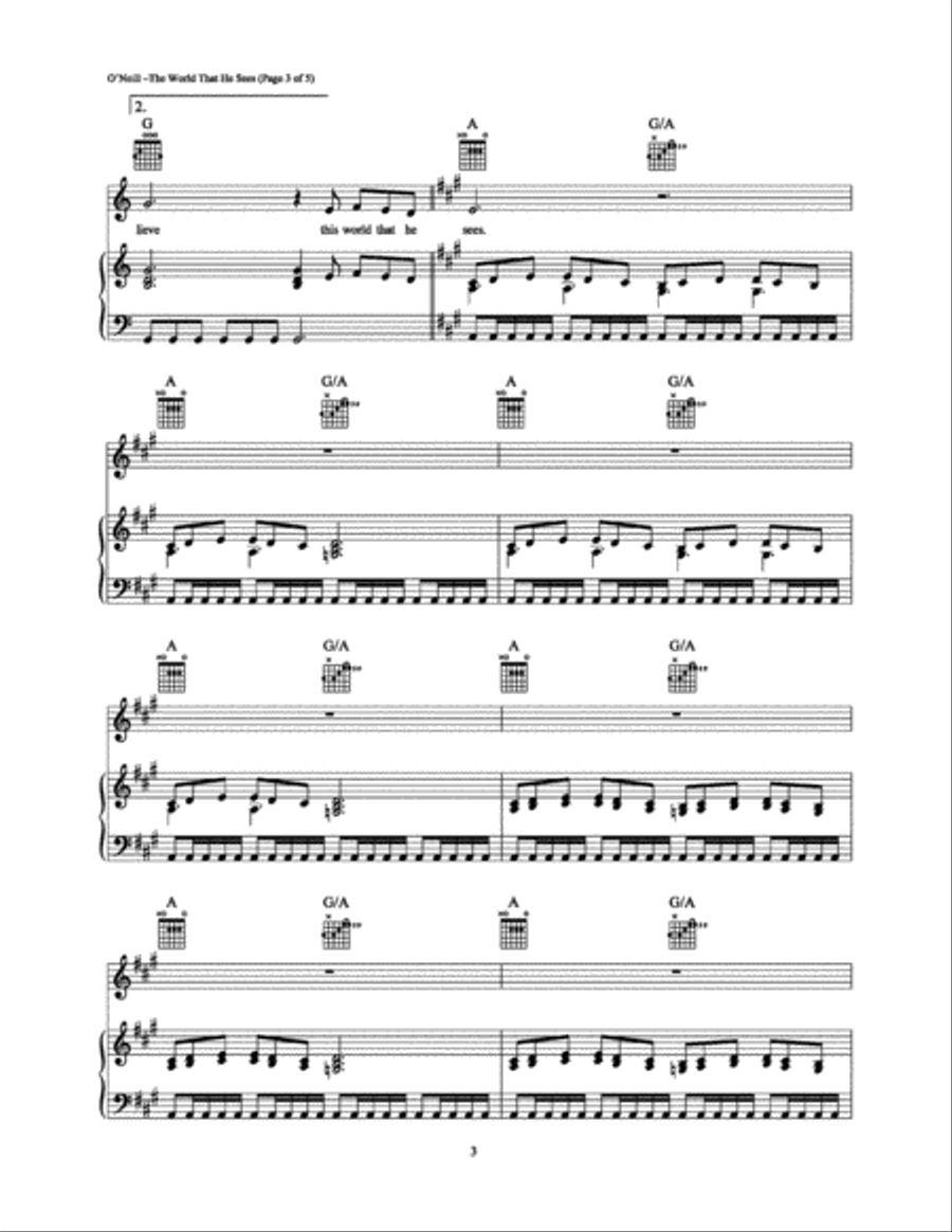 The World That He Sees Piano, Vocal, Guitar scores gallery preview page 3