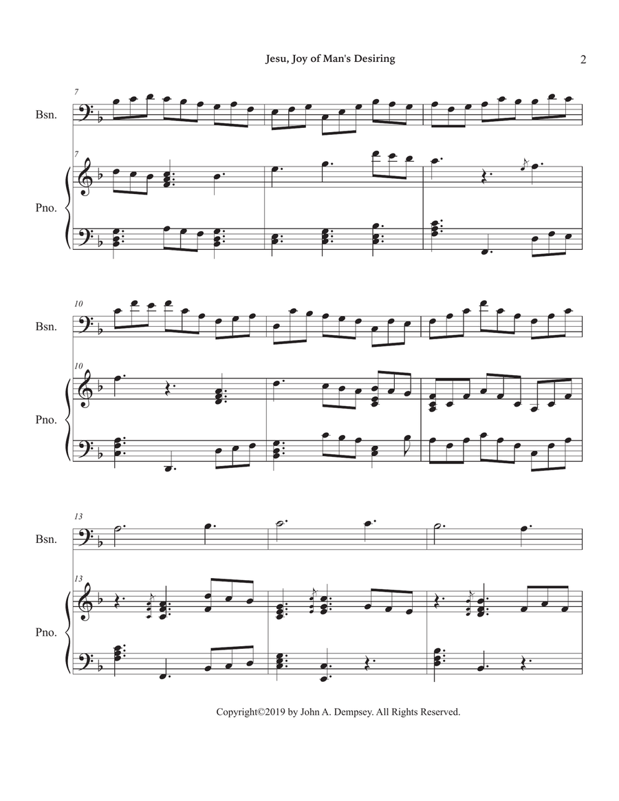 Jesu, Joy of Man's Desiring (Bassoon and Piano) Bassoon Solo scores gallery preview page 6