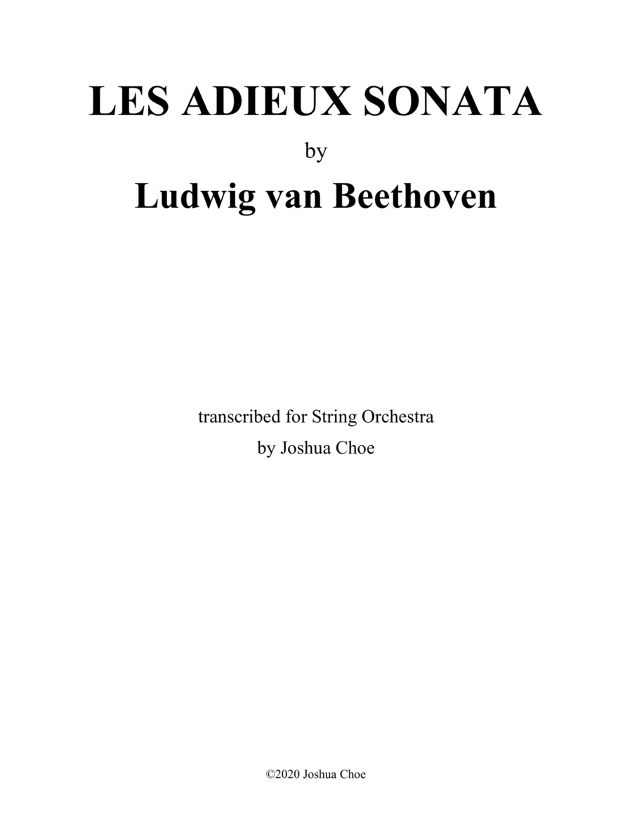 Les Adieux Sonata String Orchestra scores gallery preview page 1
