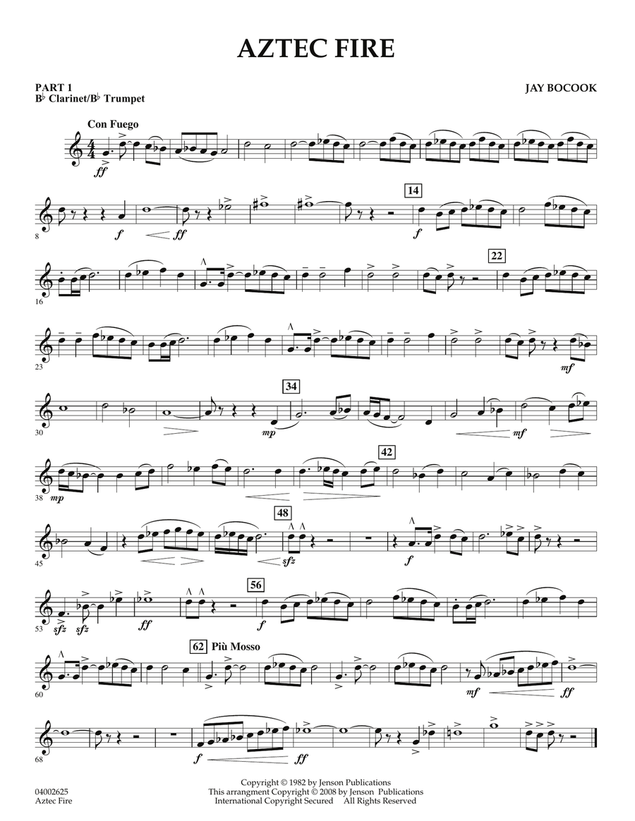 Aztec Fire - Pt.1 - Bb Clarinet/Bb Trumpet Concert Band scores gallery preview page 1