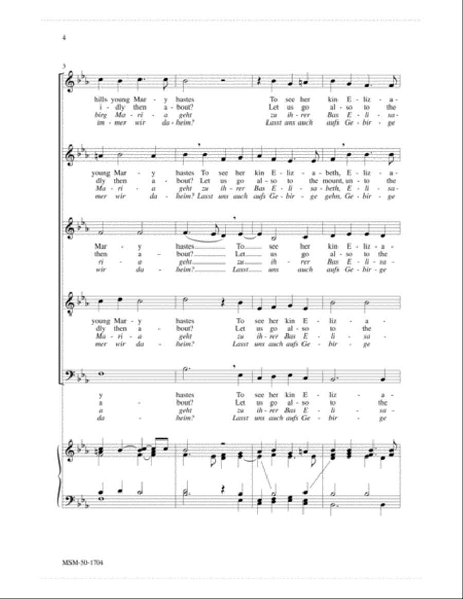 Over the Hills Young Mary Hastes/Übers Gebirg Maria geht SSATB scores gallery preview page 3