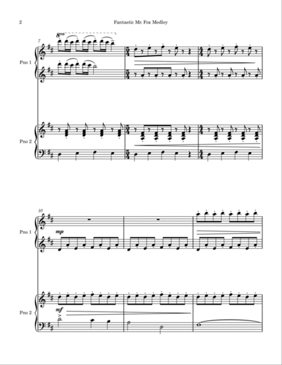 Fantastic Mr. Fox - Opening Title 1 Piano, 4-Hands scores gallery preview page 2