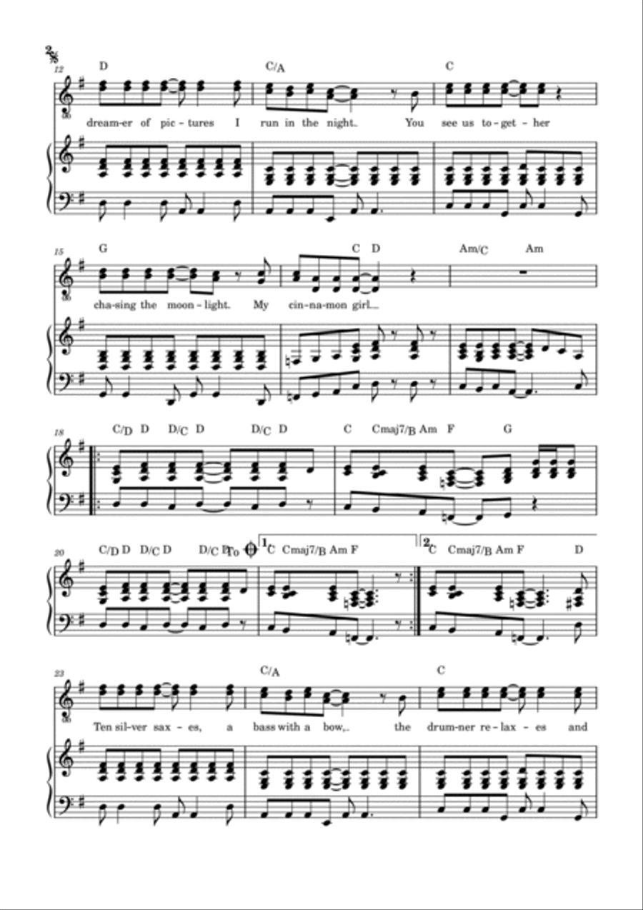 Cinnamon Girl Piano, Vocal, Guitar scores gallery preview page 3