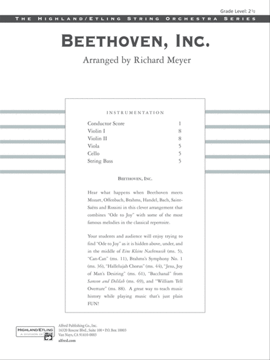 Beethoven, Inc.: Score String Orchestra scores gallery preview page 1