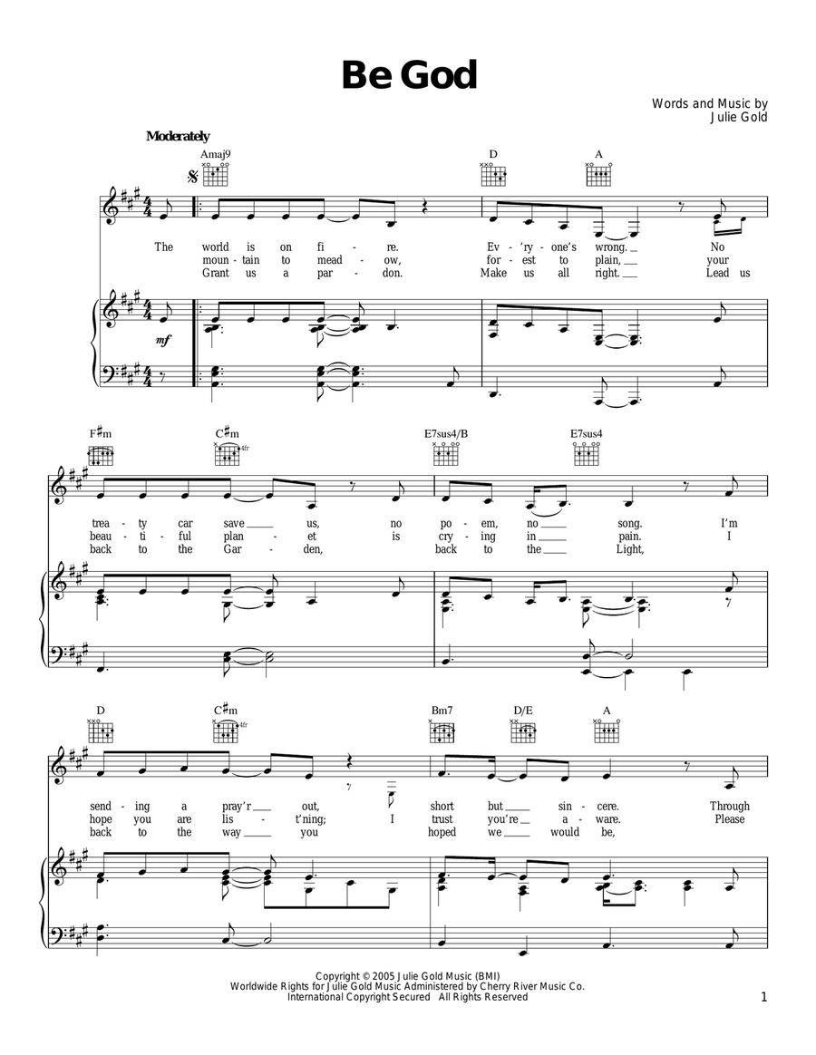 Be God Piano, Vocal, Guitar scores gallery preview page 1