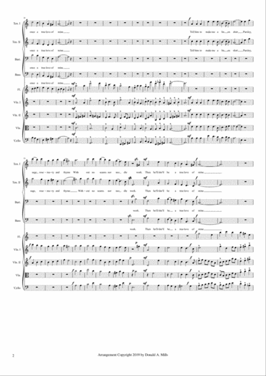 Scarborough Fair....ttbb, strings and flute TTBB scores gallery preview page 2