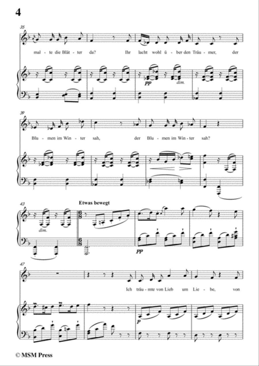 Schubert-Frühlingstraum,from 'Winterreise',Op.89(D.911) No.11,in F Major,for Voice&Piano Voice scores gallery preview page 6