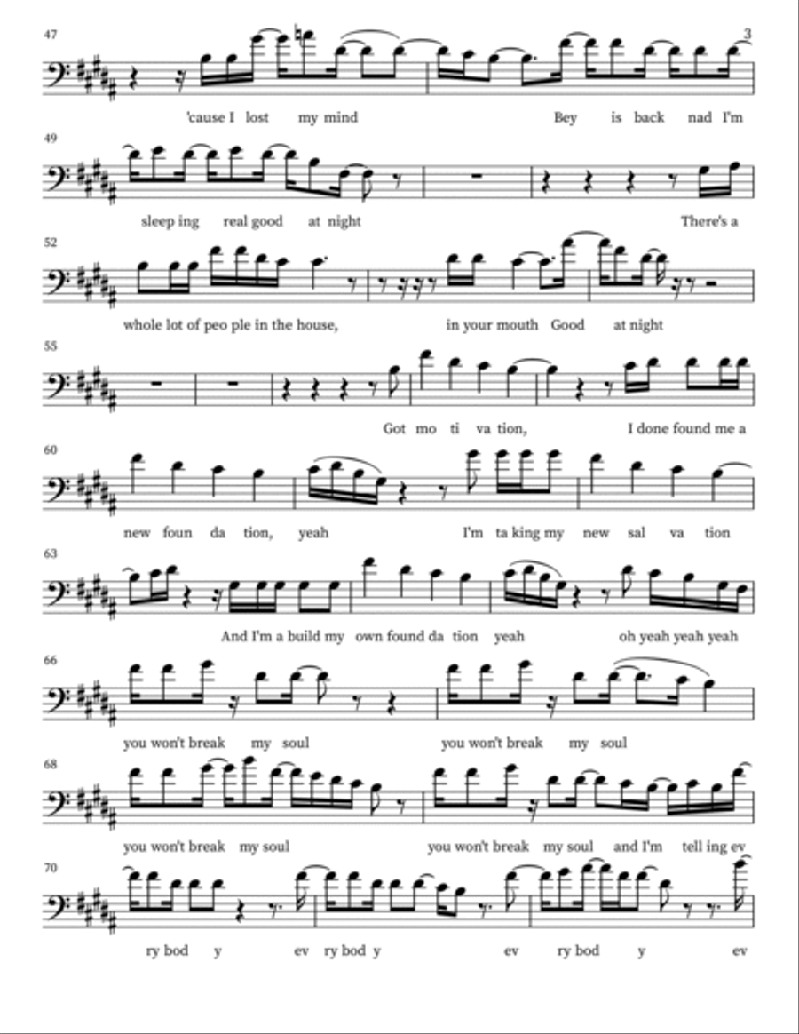 Break My Soul Cello Solo scores gallery preview page 3