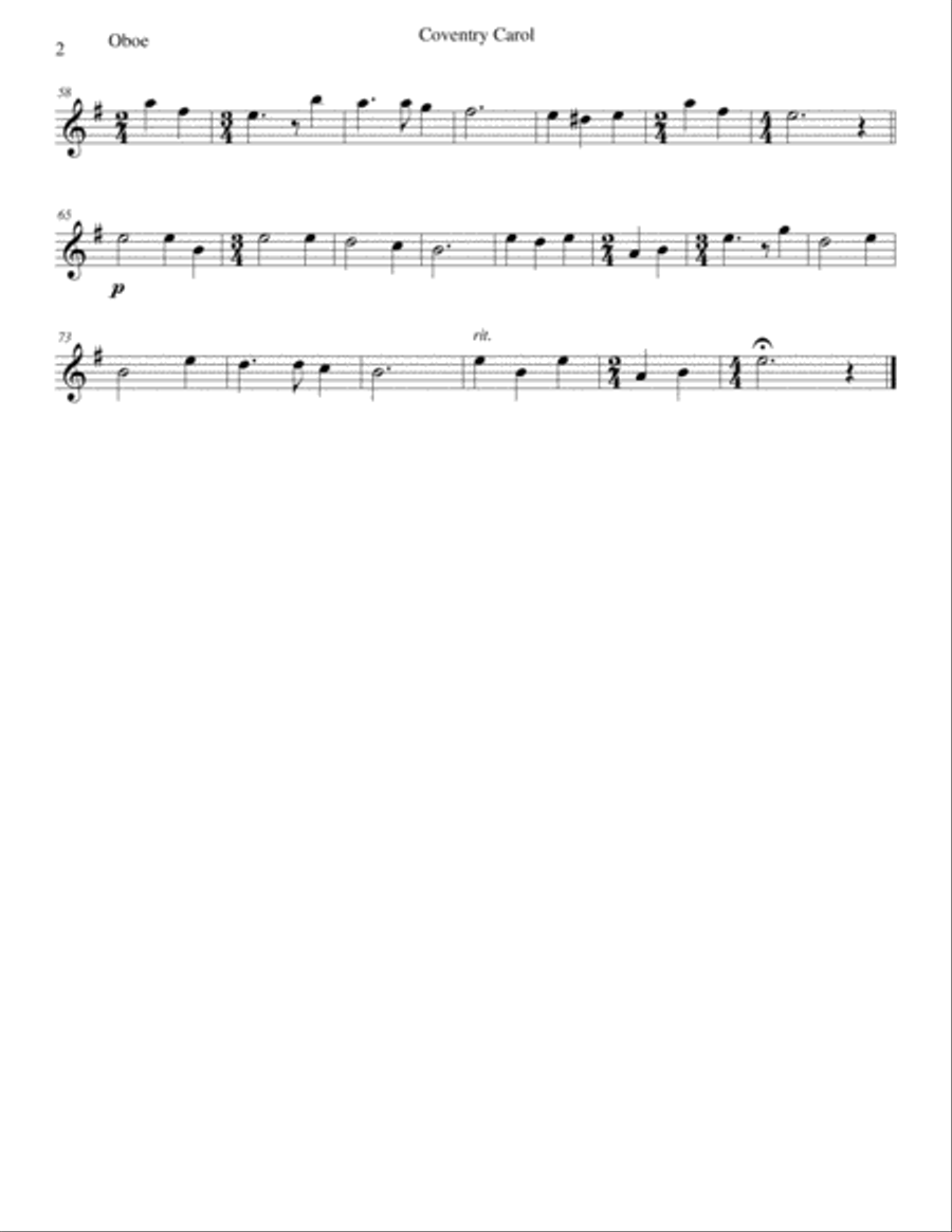 Coventry Carol for double-reed trio (oboe, cor anglais, bassoon) Woodwind Trio scores gallery preview page 5