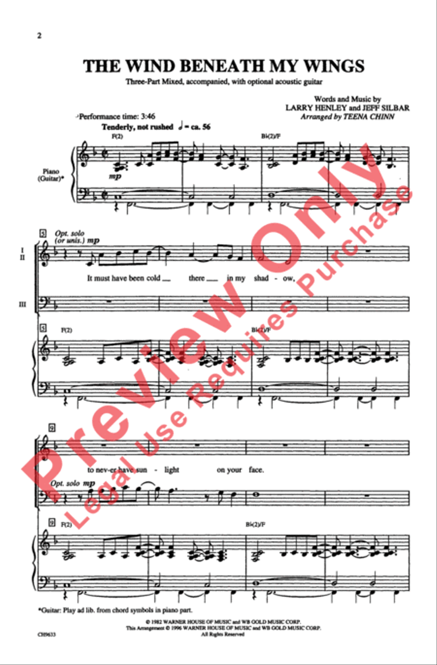 The Wind Beneath My Wings 3-Part scores gallery preview page 2