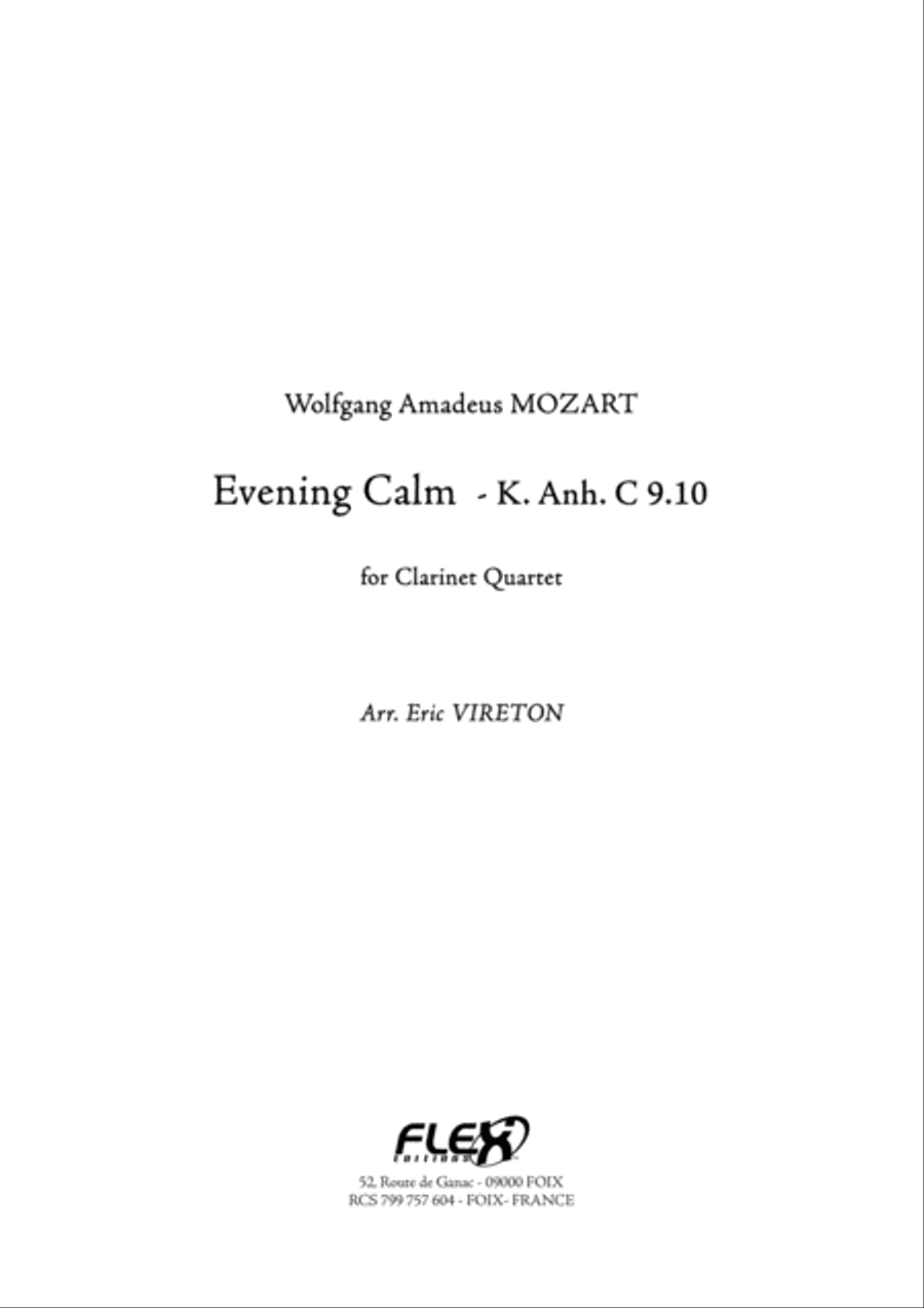 Evening Calm Evening Calm Clarinet Quartet scores gallery preview page 1