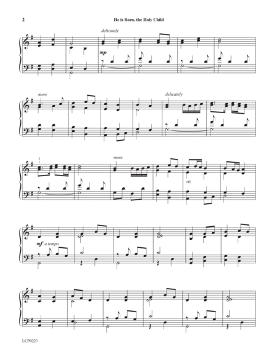He is Born, the Holy Child Piano Solo scores gallery preview page 2